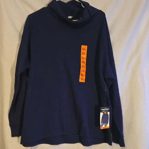 Lands' End Deep Blue Waffle Knit Shirt 2XL - Picture 3 of 6